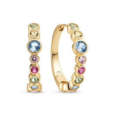 Sif Jakobs E2669-XCZ-YG SARDINIEN Gold Plated Creolo Multi CZ Hoop Earrings