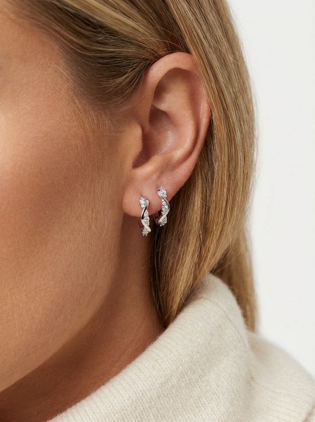 Sif Jakobs E2762-CZ ELLERA Waves Altro Creolo Hoop Earrings