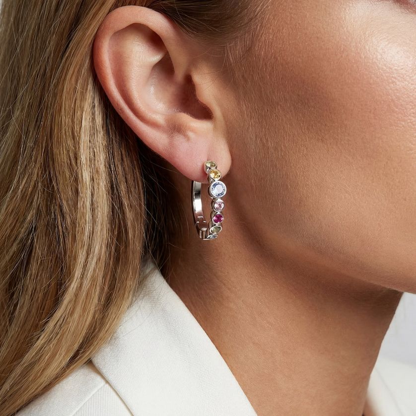 Sif Jakobs E2669-XCZ SARDINIEN Creolo Multi CZ Hoop Earrings