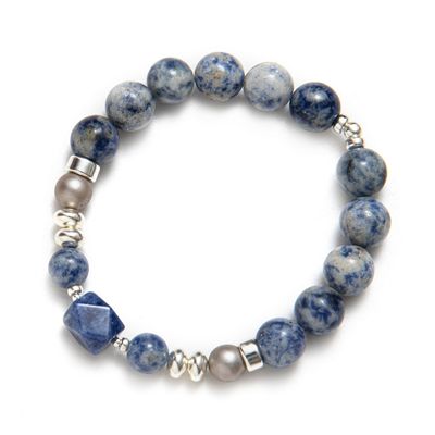 Beblue BBSFORCE-L Silver Be Forceful BLUE Bead Bracelet - LITHOS