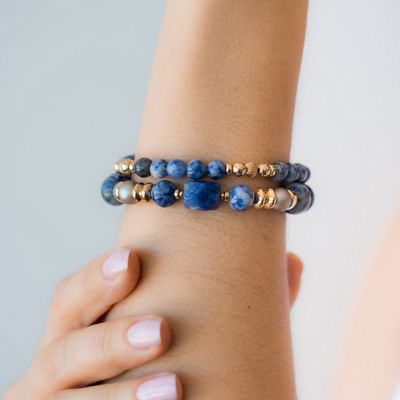 Beblue BBSURFORCE-L Gold Be Forceful BLUE Bead Bracelet - LITHOS
