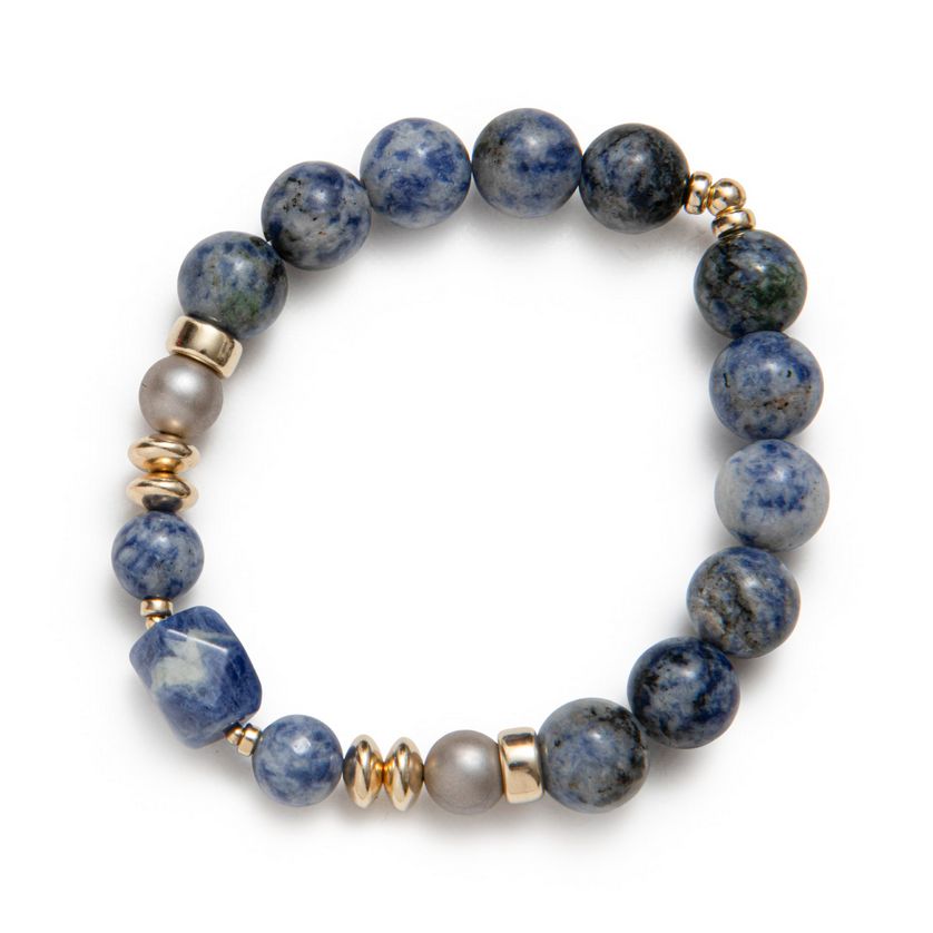 Beblue BBSURFORCE-L Gold Be Forceful BLUE Bead Bracelet - LITHOS