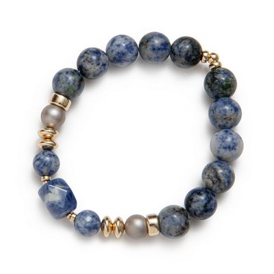 Beblue BBSURFORCE-L Gold Be Forceful BLUE Bead Bracelet - LITHOS