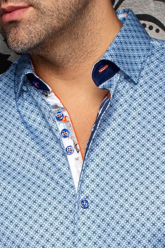 Au Noir ALONA Men's Short Sleeve Button Up Pattern Shirt