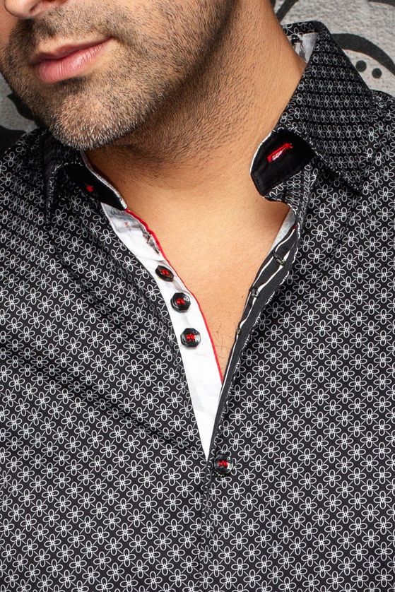 Au Noir ALONA Men's Short Sleeve Button Up Pattern Shirt