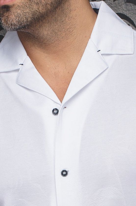 Au Noir BRAHEA Men's Short Sleeve Button Up Solid Shirt