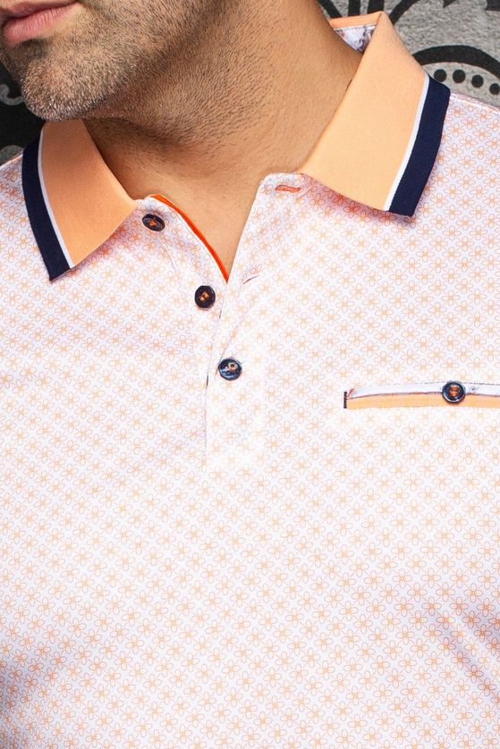Au Noir TREVOR Men’s Short Sleeve Print Polo Shirt – Orange