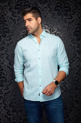 Au Noir HUMPHREY Men's LS Button Down Linen Dress Shirt/