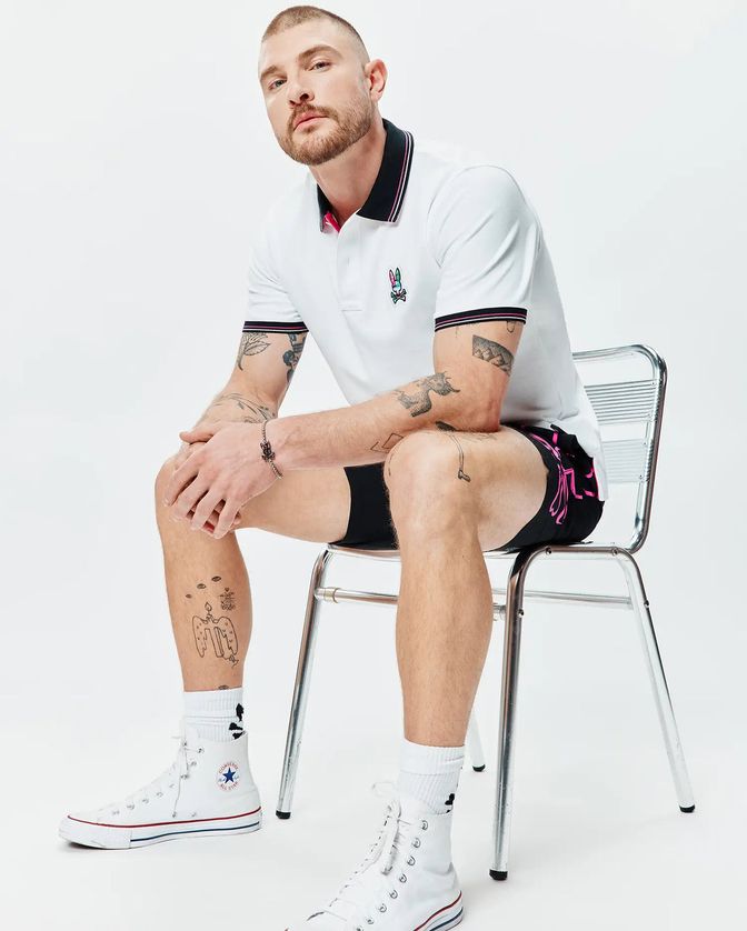 Psycho Bunny MT0100186 Men’s NATE Short Sleeve Pique Polo