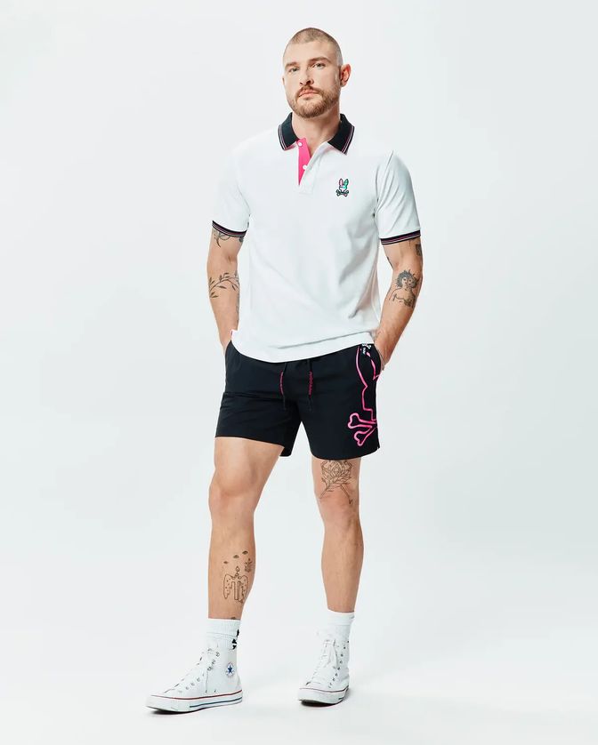 Psycho Bunny MT0100186 Men’s NATE Short Sleeve Pique Polo
