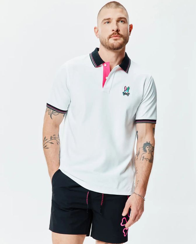 Psycho Bunny MT0100186 Men’s NATE Short Sleeve Pique Polo