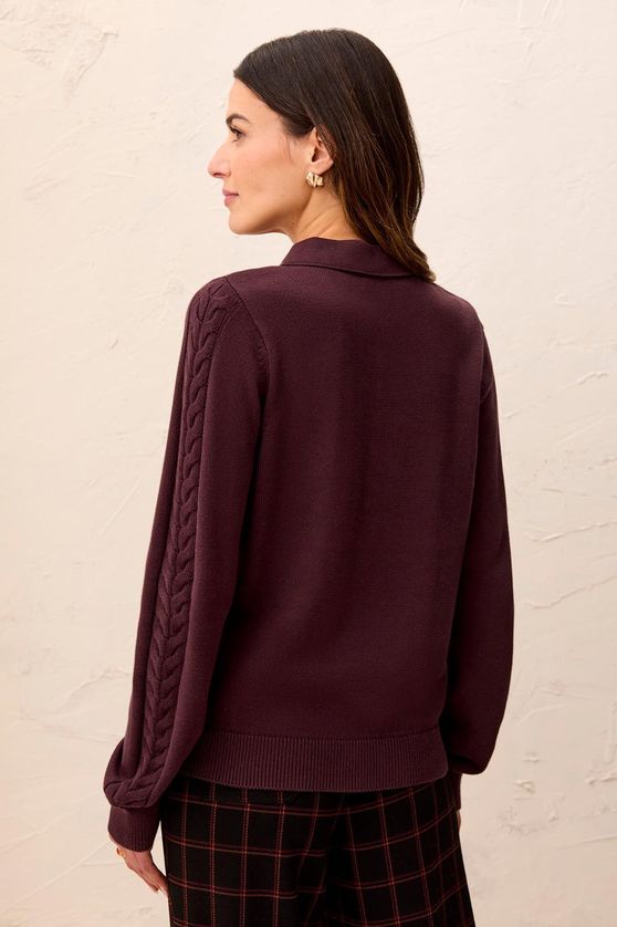 Tribal 3214O/576 Women's Long Sleeve Knit Polo Sweater