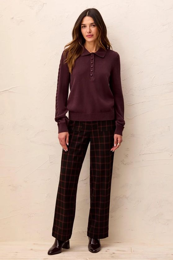 Tribal 3214O/576 Women's Long Sleeve Knit Polo Sweater
