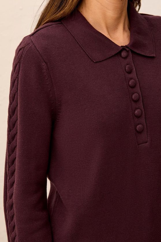 Tribal 3214O/576 Women's Long Sleeve Knit Polo Sweater