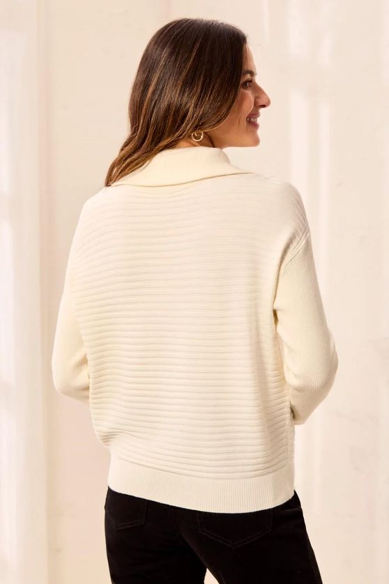 Tribal 6028O/5118 Women's Long Sleeve Zip-Up V-Neck Sweater