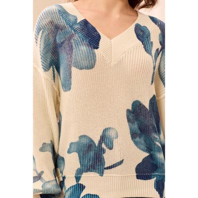 Tribal 6363O-5614-0026 LS Knit Floral Print Sweater/ 