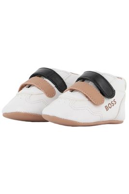 BOSS J53553 Baby Boy's Velcro Strap & Sheep Leather Shoes/WHITE