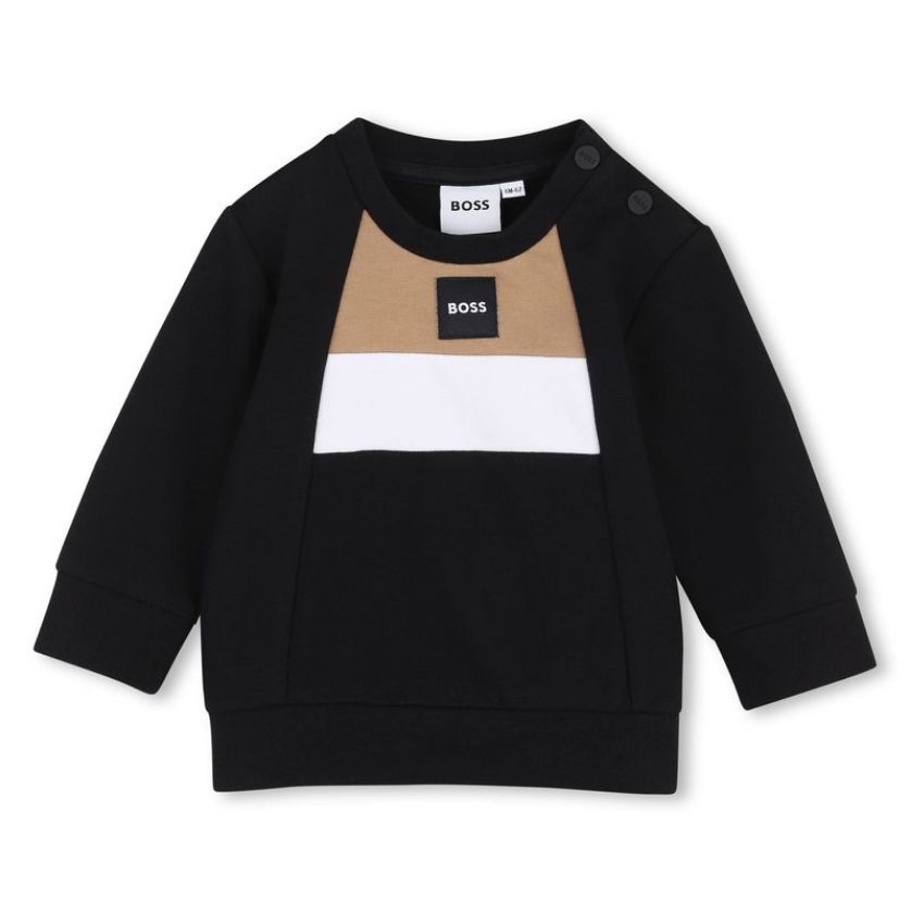 Boss J53699 Boy's Junior Logo Sweatshirt & Jogger Set – Black