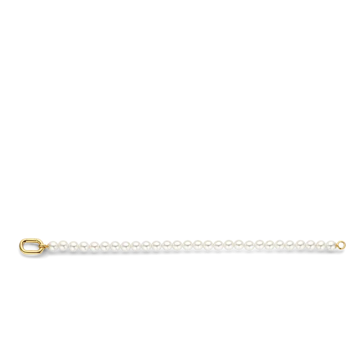 Ti Sento 23037YP/L Women's Gold Plated Link Lock Pearl Bracelet