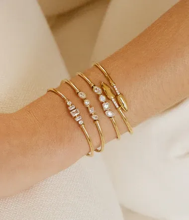 ZAG SBJ27733 ARAGONA Gold Plated Steel Bangle CZ Bracelet