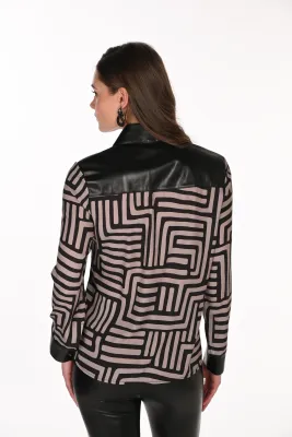 Frank Lyman 263715 Women's LS Button Up Pattern Blouse/