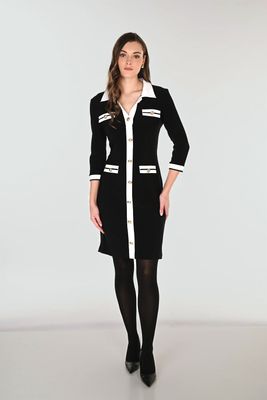 Frank Lyman 263014 Women Long Sleeve Knit Button Dress