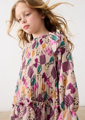 Mayoral 4915 Girl's LS Pleated Pattern Dress/