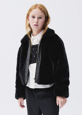 Mayoral 7401 Girl's LS Fur Coat/