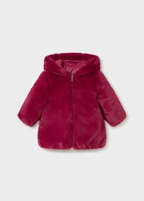 Mayoral 2439 Girl's LS Reversible Puffer/Fur Coat/