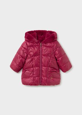 Mayoral 2439 Girl's LS Reversible Puffer/Fur Coat/