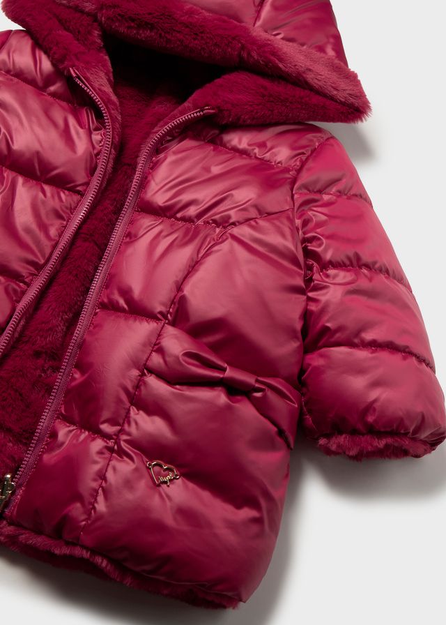 Mayoral 2439 Girl's Long Sleeve Reversible Puffer/Fur Coat