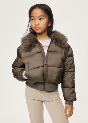 Mayoral 7440 Girl's Puffer Jacket Faux Fur Collar/