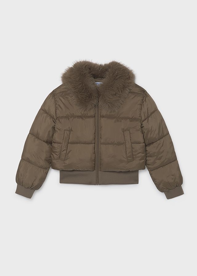 Mayoral 7440 Girl's Puffer Jacket Faux Fur Collar