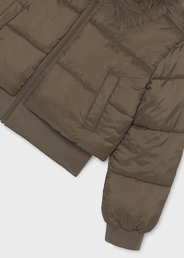 Mayoral 7440 Girl's Puffer Jacket Faux Fur Collar