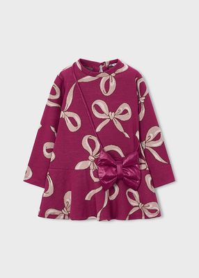 Mayoral 4912 Girl's LS Jacquared Knit Dress & Bag Set/