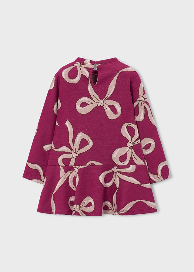 Mayoral 4912 Girl's Long Sleeve Jacquared Knit Dress & Bag Set