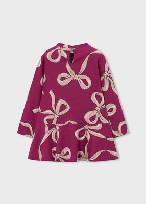 Mayoral 4912 Girl's LS Jacquared Knit Dress & Bag Set/