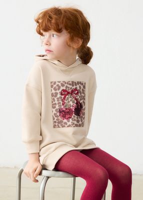Mayoral 4916 Girl's LS Fleece Hooded Dress/