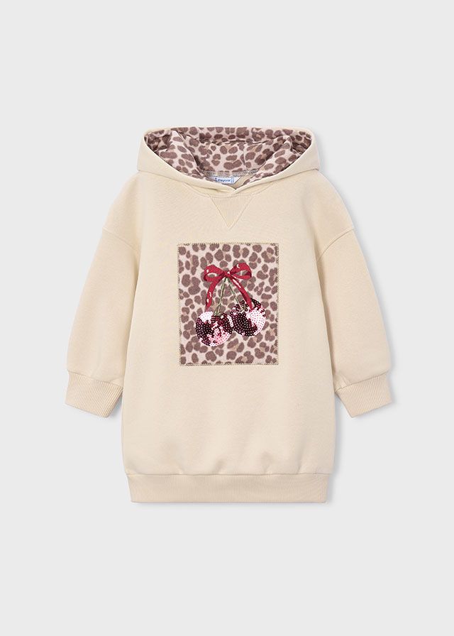 Mayoral 4916 Girl's Long Sleeve Fleece Hooded Dress