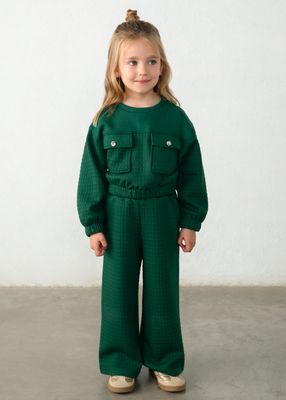 Mayoral 4816 Girl's Junior Long Sleeve Sweater & Jogger Houndstooth Pattern Padded Tracksuit Set – Botella