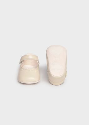 Mayoral 9161  Baby Girl's Velcro Closure & Front Scallop Detail Mary Jane Shoes/