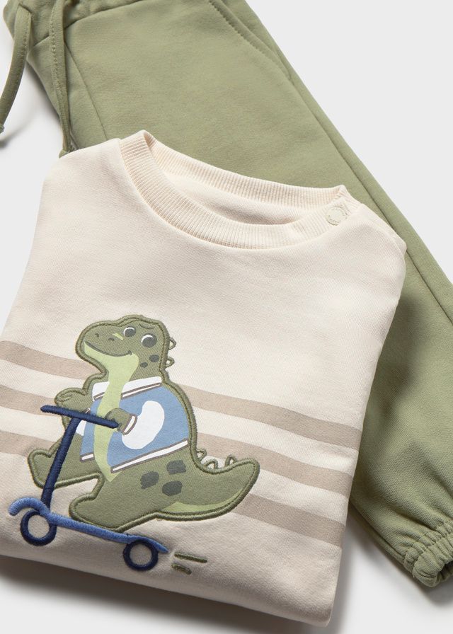 Mayoral 2831 Boy's Junior Long Sleeve Dinosaur Sweater & Two Joggers Tracksuit Set 3PC – Laurel
