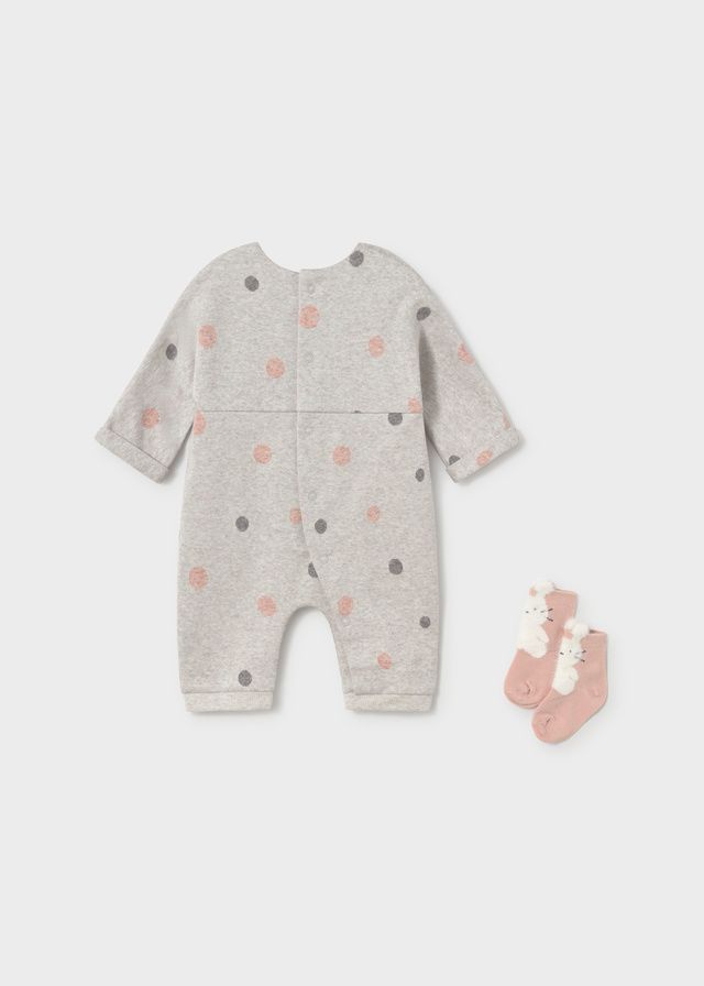 Mayoral 2755 Baby Girl’s Long Sleeve Polka-Dot Romper & Bunny Socks Set – Marmol