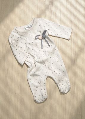Mayoral 2754 Baby Girl's Long Sleeve Floral Footed Onesie – Milk
