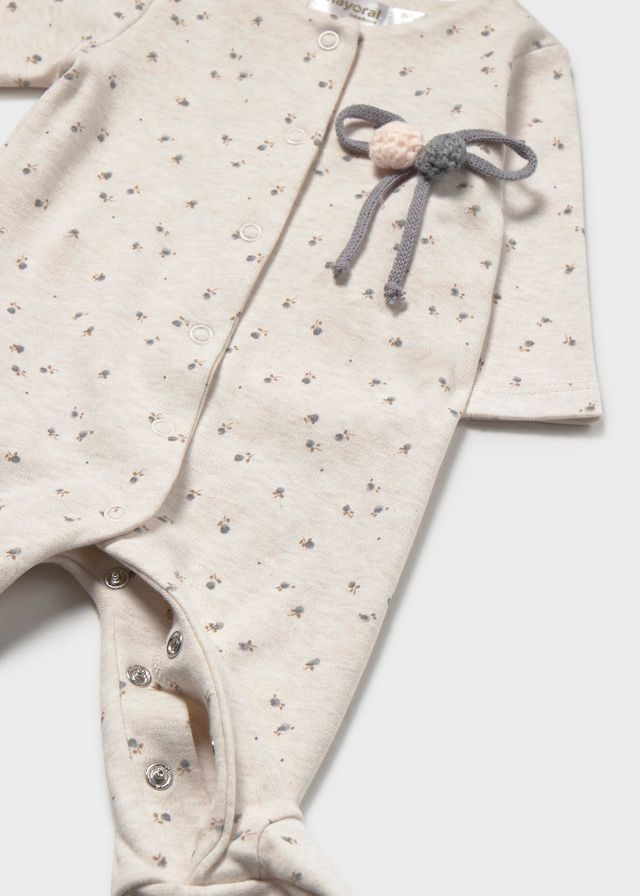 Mayoral 2754 Baby Girl's Long Sleeve Floral Footed Onesie – Milk