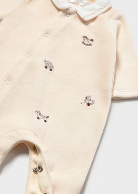 Mayoral 2764 Baby's LS Footed Velour Onesie/CERAMICA
