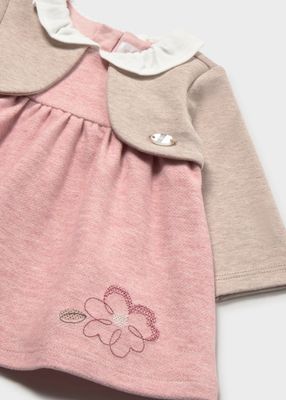 Mayoral 2817 Baby Girl's LS Floral Embroidery & Knit-Effect Cardigan Dress/CIPRIA VIG