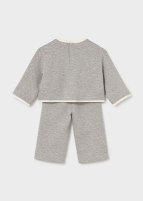 Mayoral 2558 Girl's Junior LS Heart & Bear Sweater & Jogger Set/GRIS