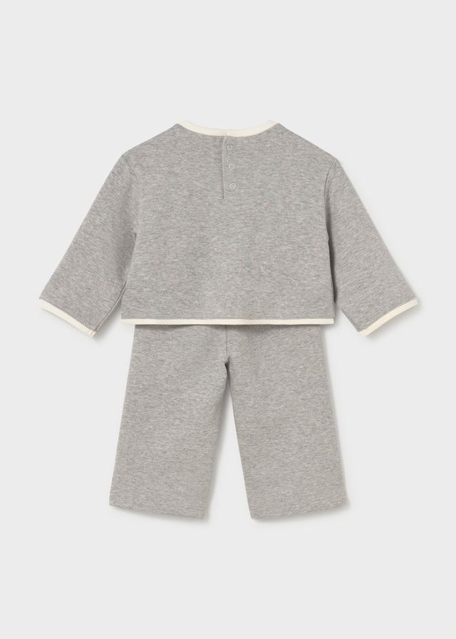 Mayoral 2558 Baby Girl's Long Sleeve Heart & Bear Sweater & Jogger Set – Gris