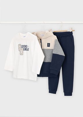 Mayoral 4808 Boy's Junior SS T-Shirt, Zip-Up Hoodie & Jogger Tracksuit Set 3PC/